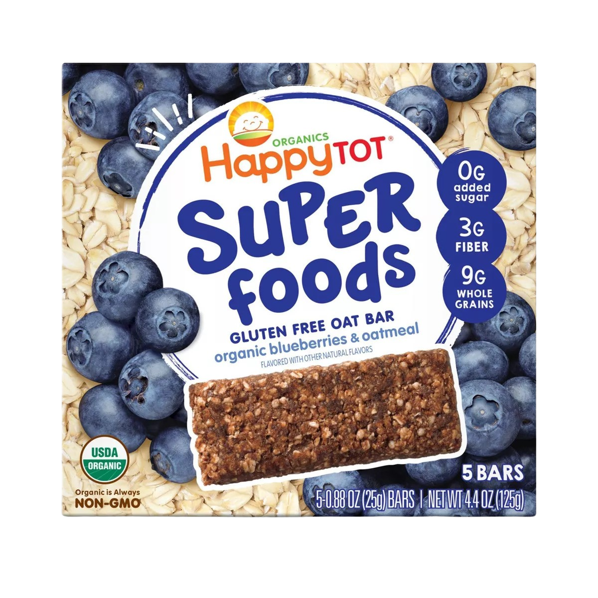 Happy Tot Super Foods Blueberry & Oatmeal Oat Bar (5 CT) Martie