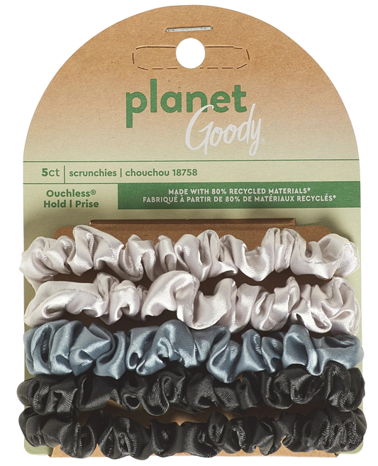 Satin Skinny Scrunchies 5ct Greys