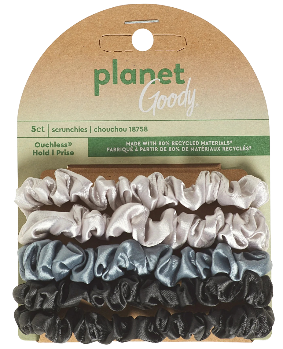Satin Skinny Scrunchies Greys (5 CT)