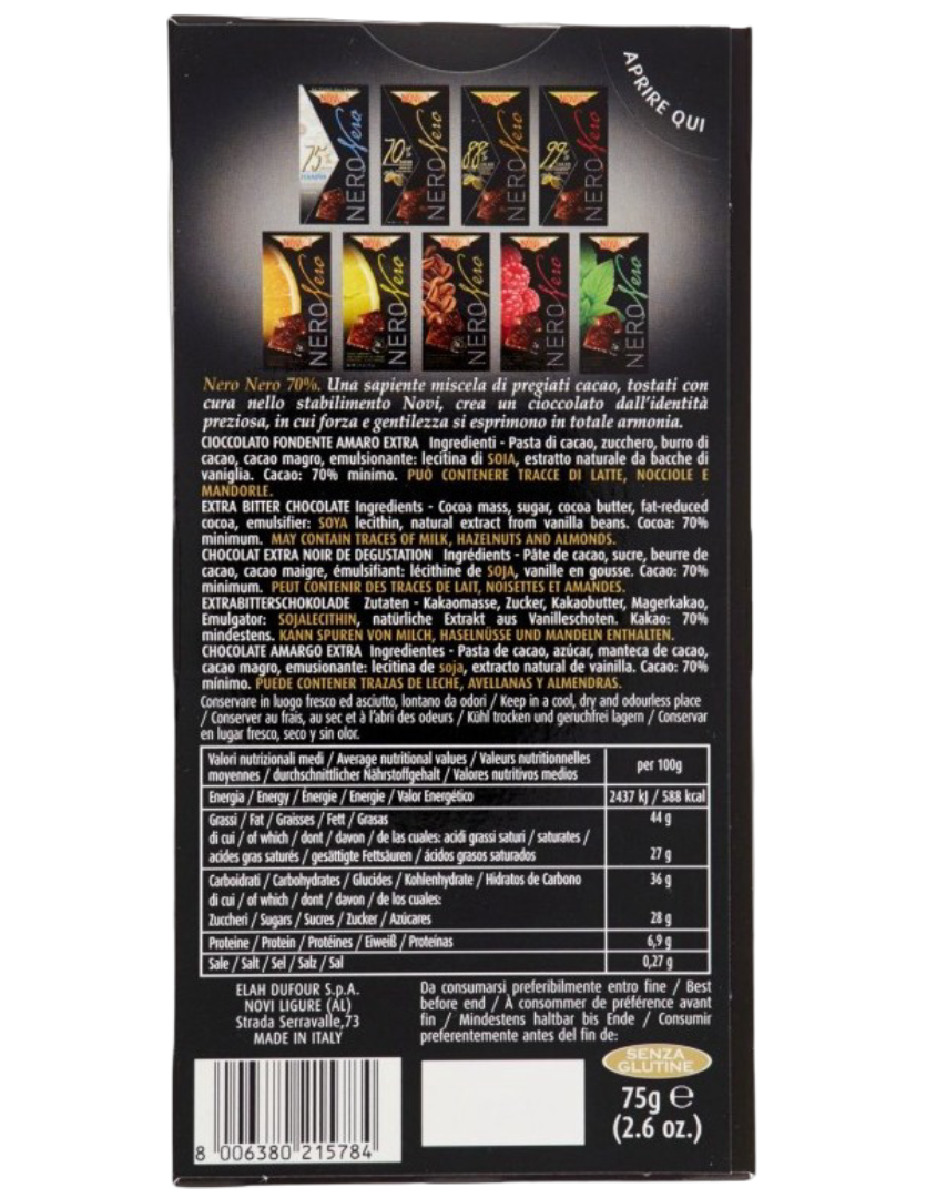 Nero 70% Dark Chocolate Bar (3CT)