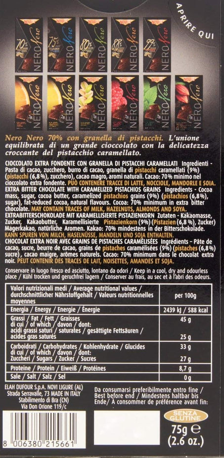 Nero Pistachio Dark Chocolate Bar (3CT)