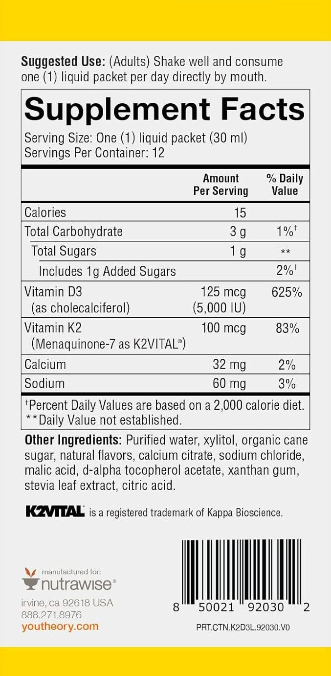 Vitamin K2 & D3 Liquid (12 Packets)