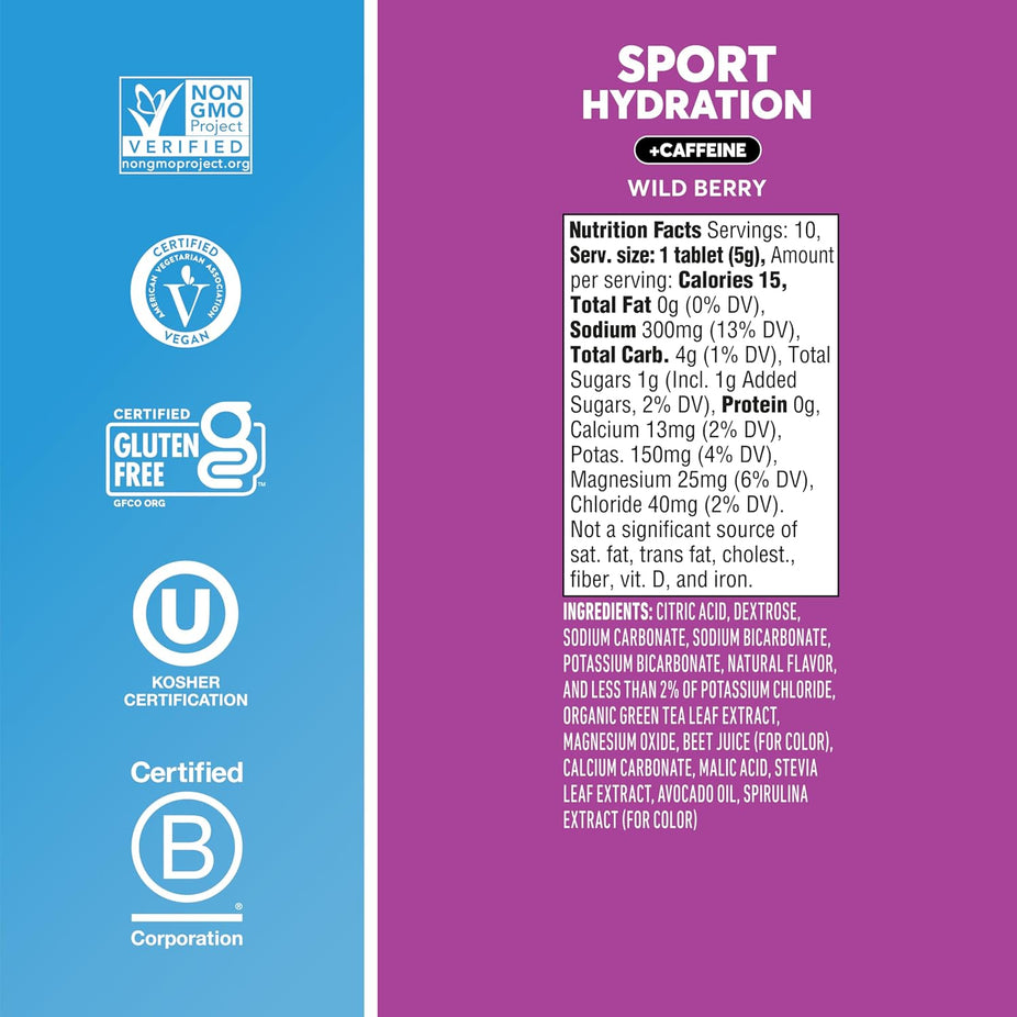 Sport + Caffeine Hydration Tablets - Wild Berry