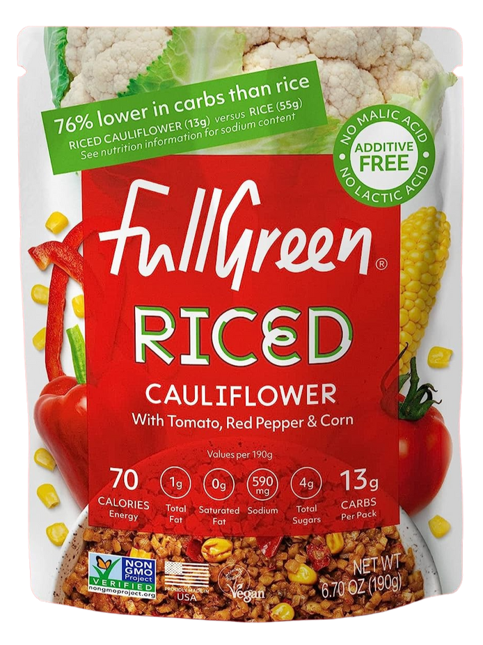 Riced Cauliflower with Tomato, Red Pepper & Corn