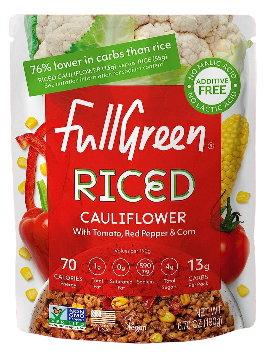 Riced Cauliflower with Tomato, Red Pepper & Corn