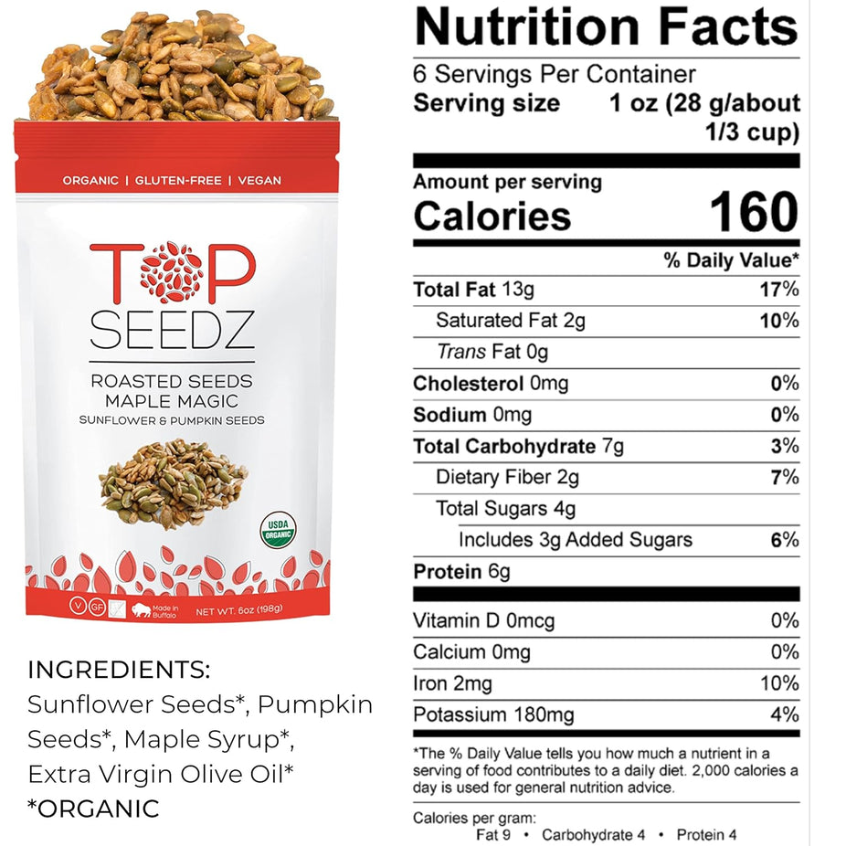 Maple Roasted Sunflower and Pumpkin Seeds