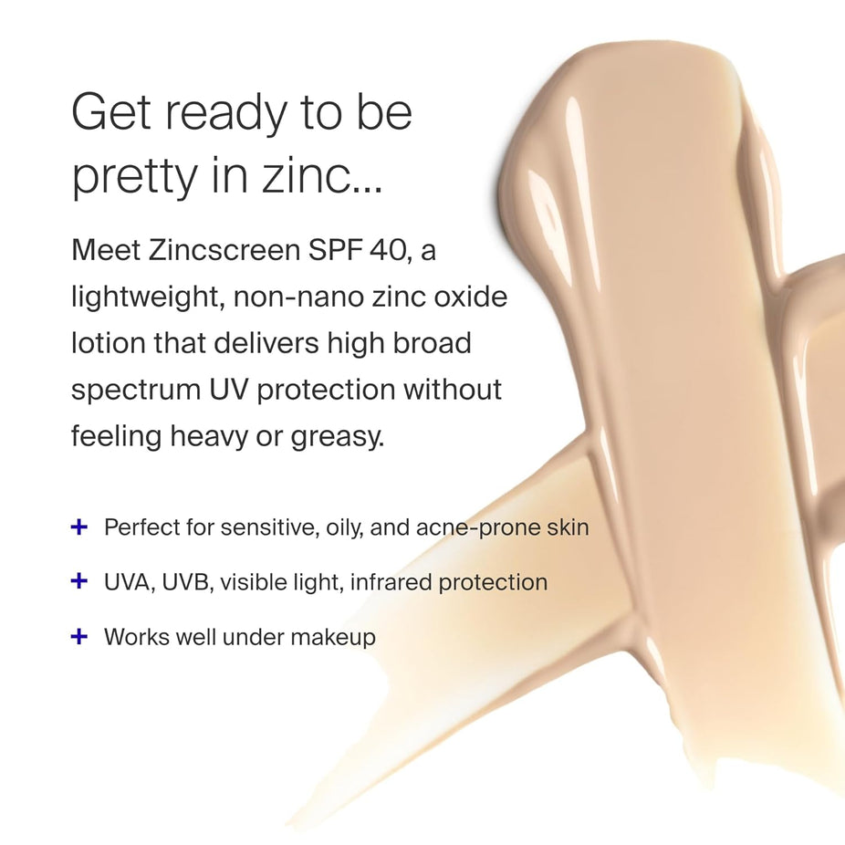 Zincscreen 100% Mineral Lotion Face Sunscreen SPF 40