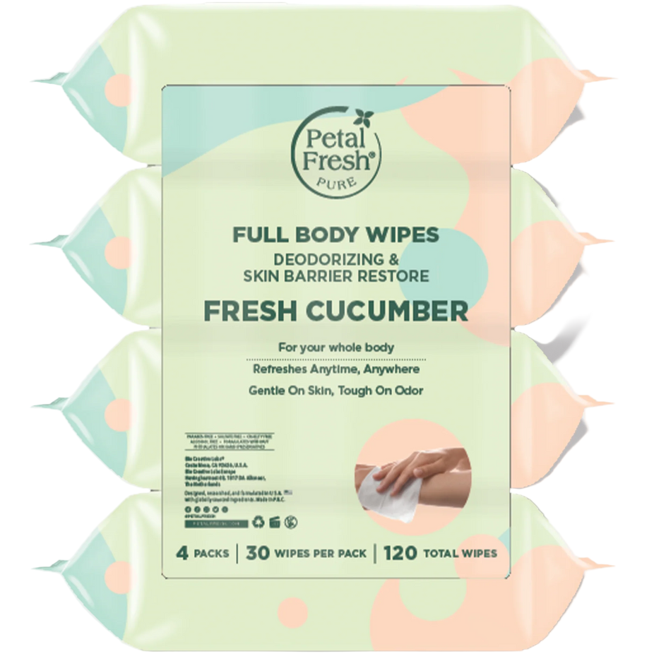Fresh Cucumber Deodorizing & Restoring Full Body Wipes (4 Pack)