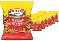 Strip Cracklins Chicharrones - Lightly Red Pepper Seasoned (12 Pack)