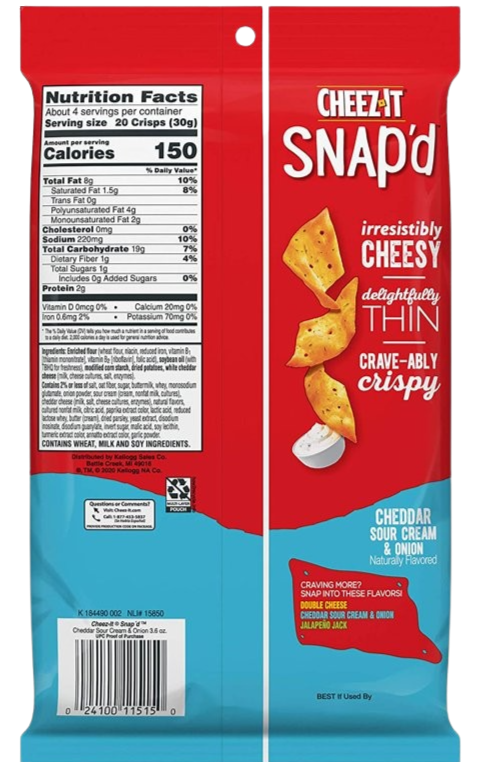 Snap'd Cheddar Sour Cream & Onion Cheesy Baked Snacks