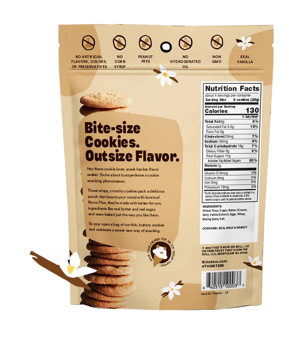 Cookie Thins Thinsters Variety Pack - Chocolate Chip, Toasted Coconut, Vanilla Bean, Key Lime Pie, Brownie Batter, Meyer Lemon (6 Pack)