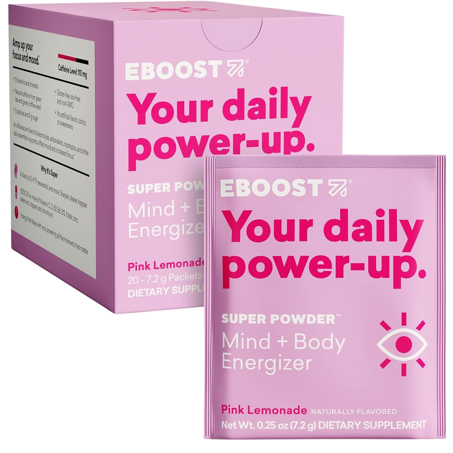 Super Powder Mind + Body Energizer Drink Mix - Pink Lemonade Flavor (20 CT)