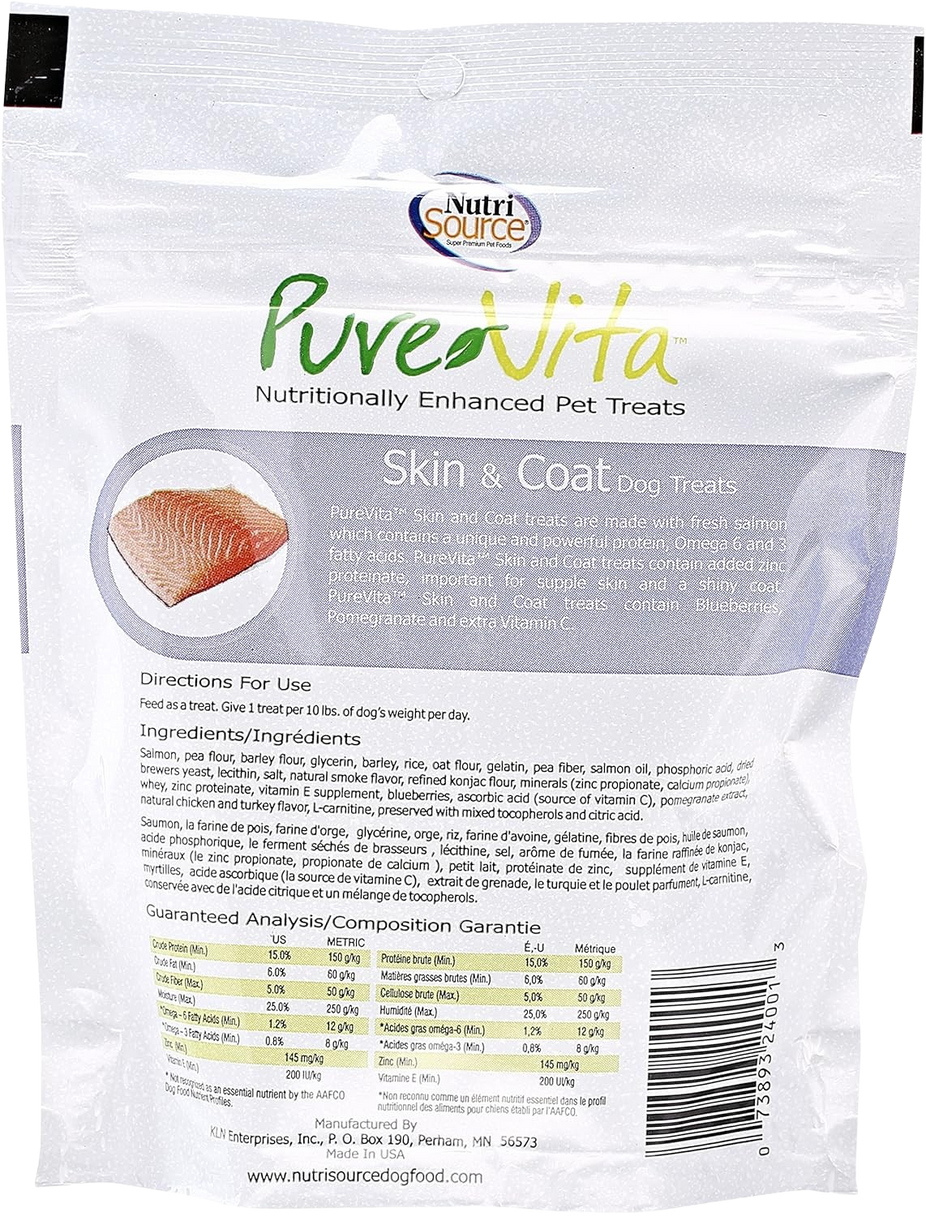 Pure Vita Skin & Coat Dog Treats - Made with Real Salmon