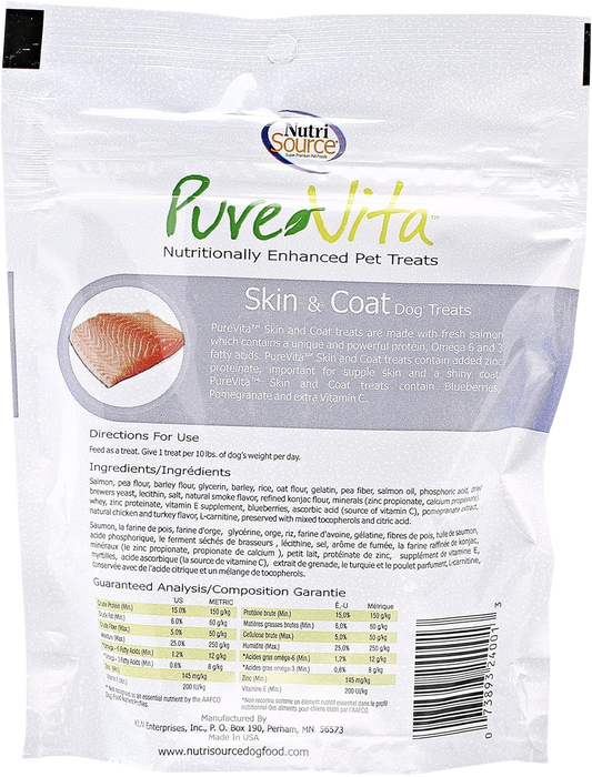 Pure Vita Skin & Coat Dog Treats - Made with Real Salmon