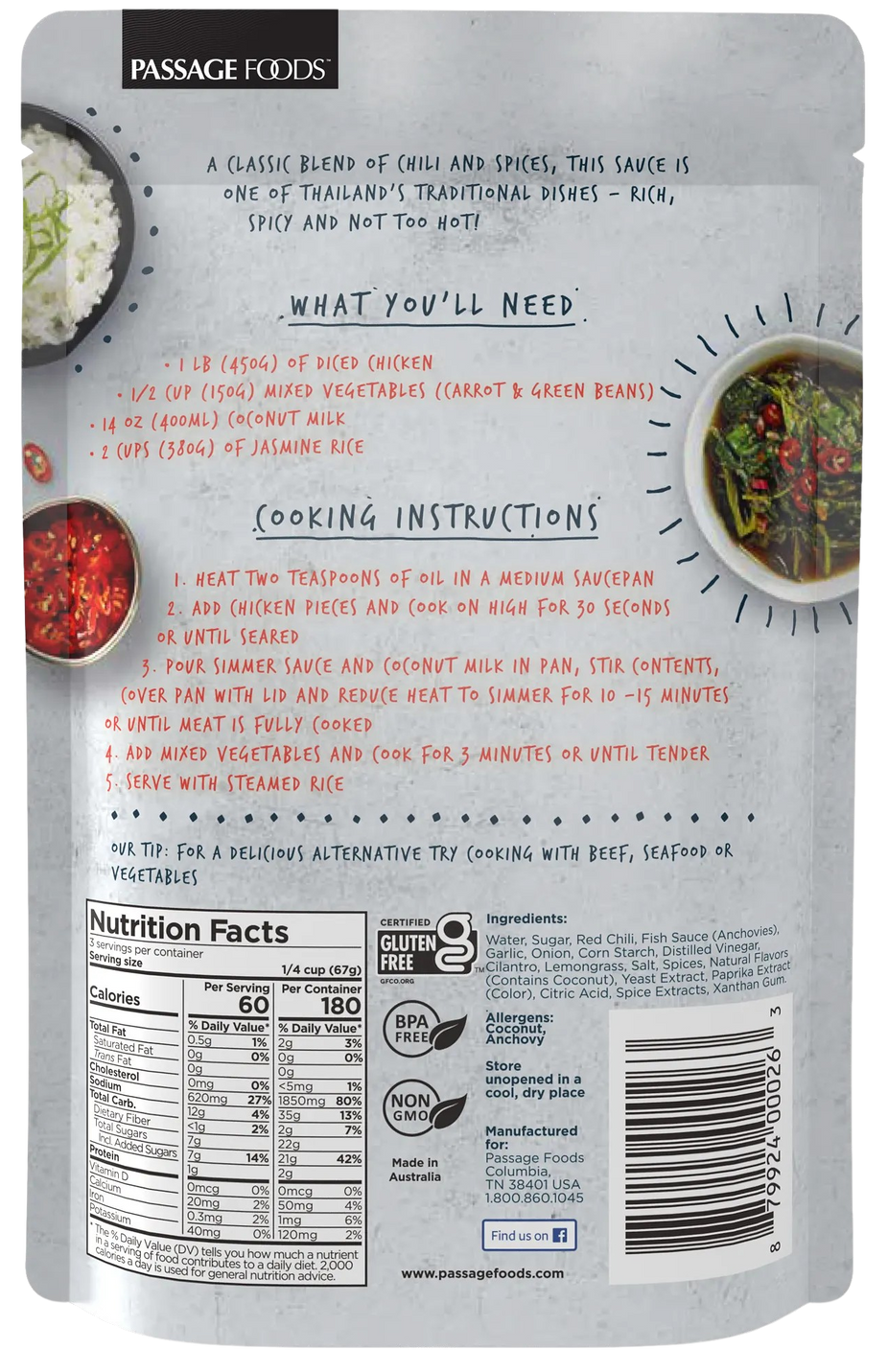 Gluten Free Red Thai Curry Simmer Sauce (6 Pack)