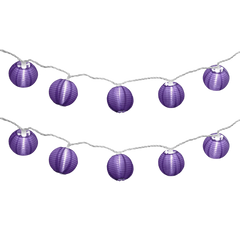 Electric String Lights with 10 Nylon Lanterns - Purple