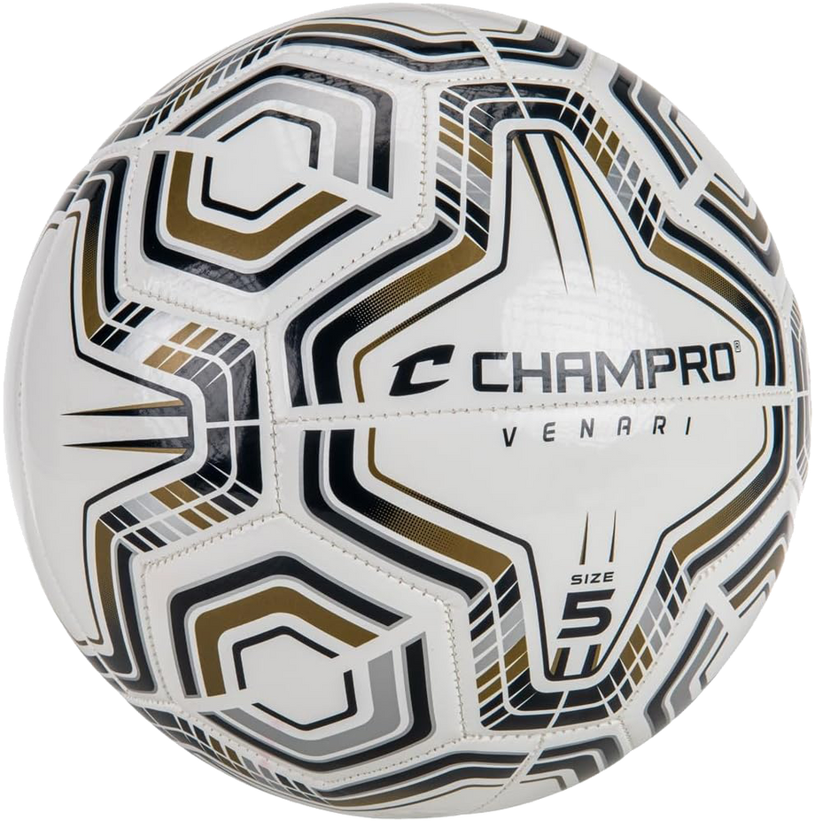Venari 20 Panel Soccer Ball - #5 Black Silver Vegas Gold