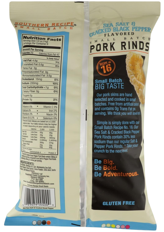 Sea Salt and Black Cracked Pepper Pork Rinds