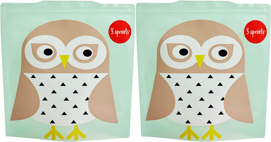 Owl Reusable Sandwich Bag - Mint (Set of 2)