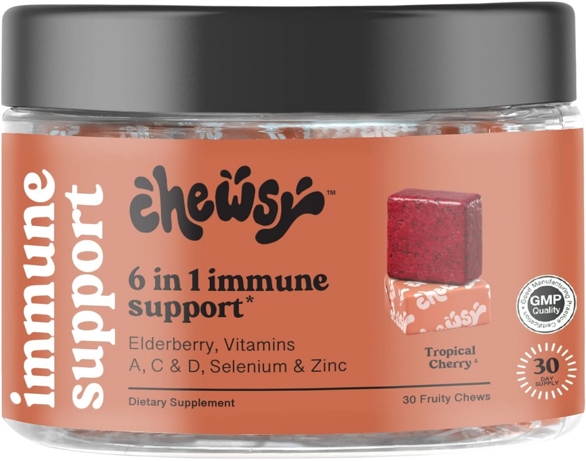 6-in-1 Immune Support Supplement Fruity Chews with Elderberry (30 CT)