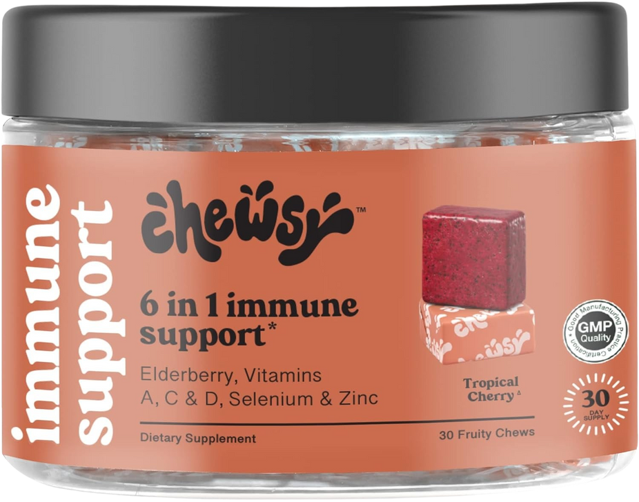 6-in-1 Immune Support Supplement Fruity Chews with Elderberry (30 CT)
