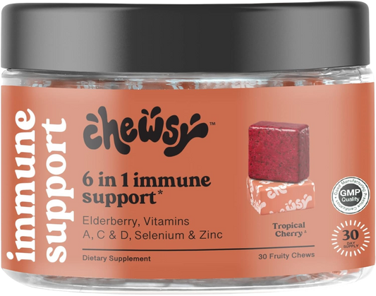 6-in-1 Immune Support Supplement Fruity Chews with Elderberry (30 CT)