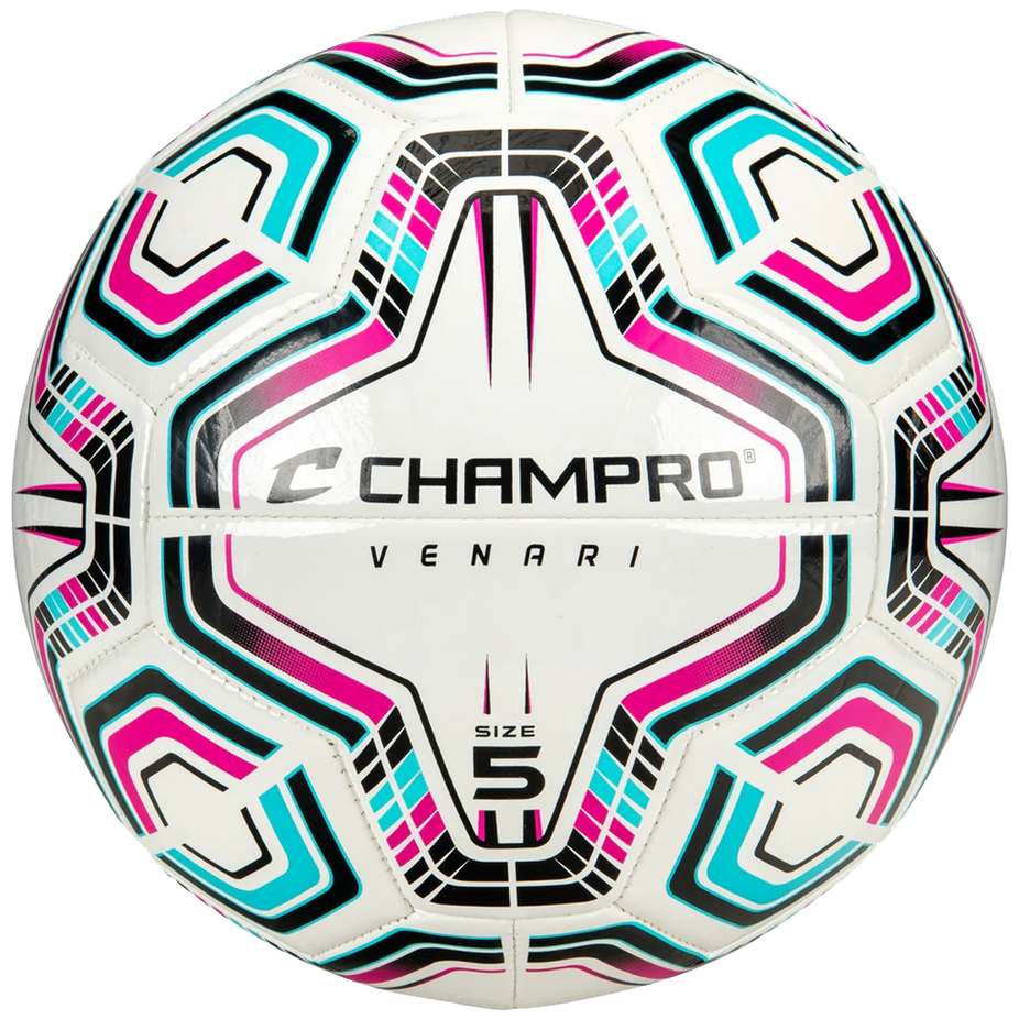 20-Panel Soccer Ball - Size 4 Black/Teal/Pink