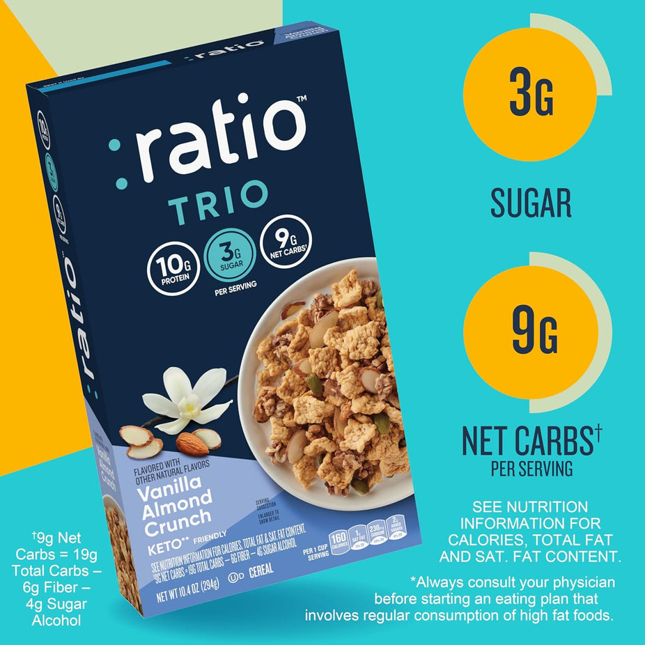 Keto Friendly Ratio Vanilla Almond Crunch Breakfast Cereal