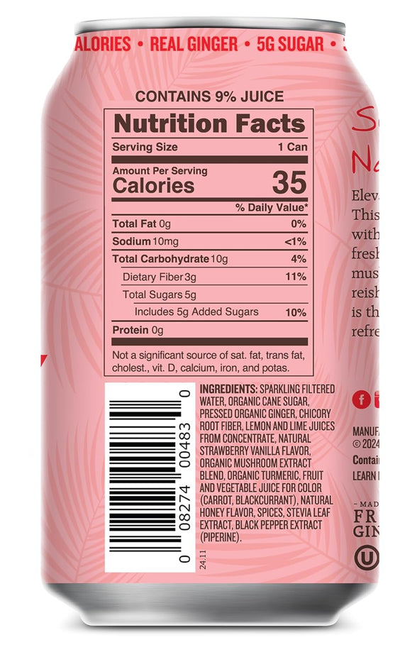 Strawberry Vanilla Functional Soda (12 Pack)
