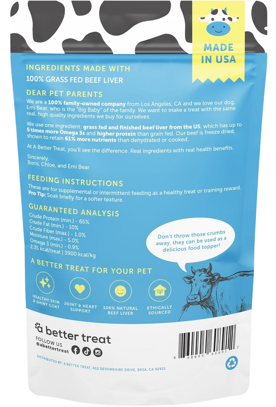 Grass Fed Beef Liver Dog & Cat Treats