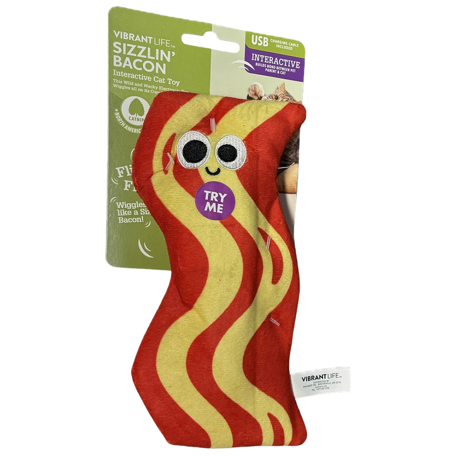 Cat Toy Sizzlin Bacon W/ Catip And Rechargeable