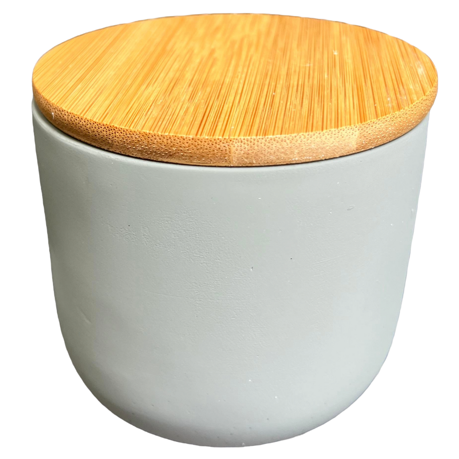 Salt Concrete Container with Bamboo Lid