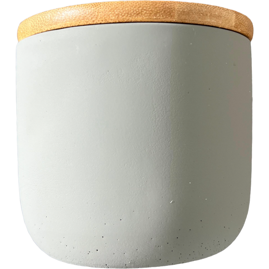 Salt Concrete Container with Bamboo Lid