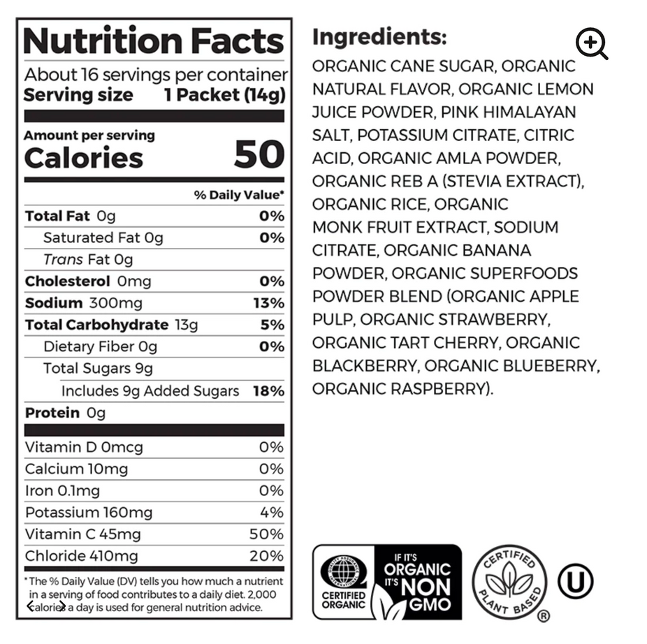 Lemon Lime Hydration Mix Powder (8 CT)