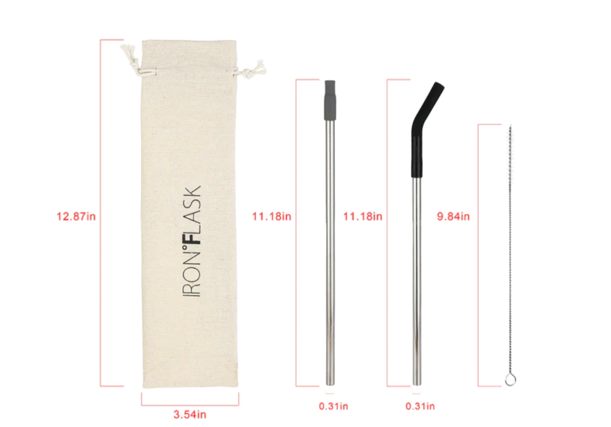 Reusable Straw Set - Stainless Steel, Silver