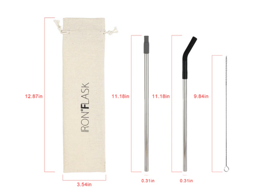 Reusable Straw Set - Stainless Steel, Silver