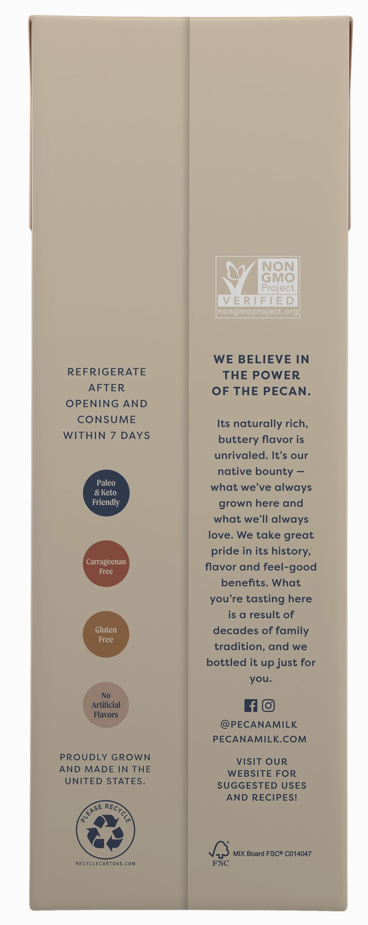 Unsweetened Vanilla Pecan Milk