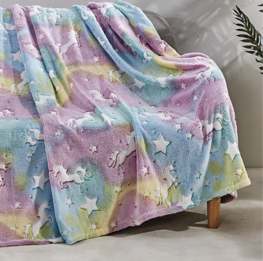 Star Glow Unicorn Micro Plush Blanket