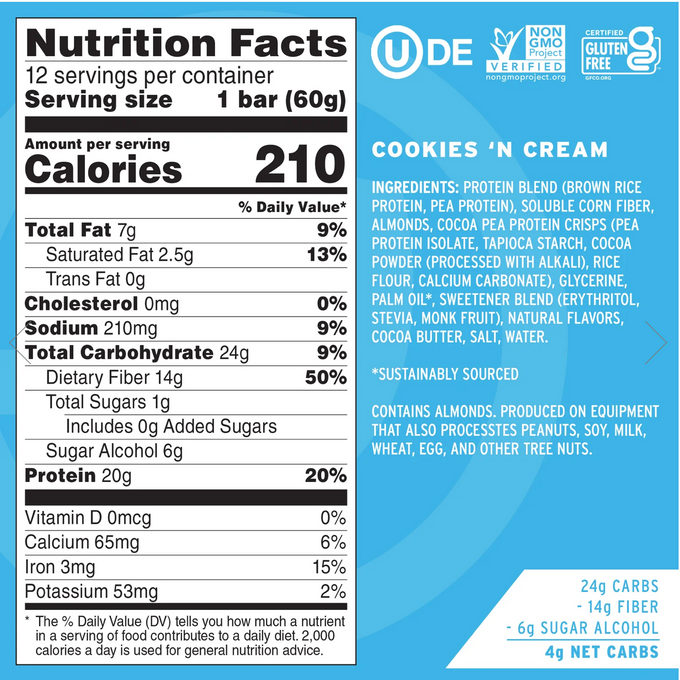 Cookies N Cream Protein Bar (12CT)