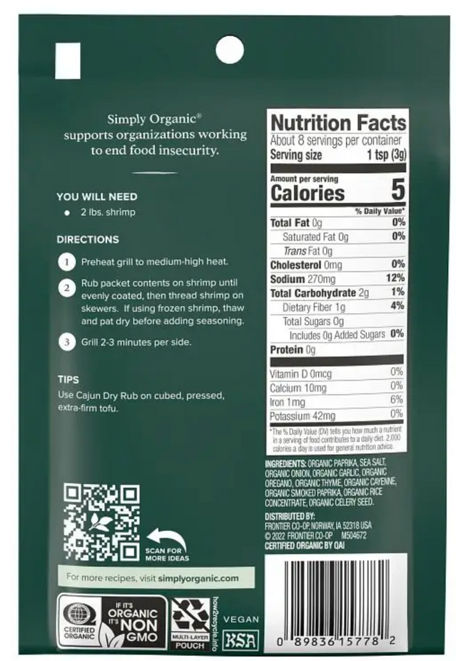 Organic Cajun Dry Rub (12 Pack)