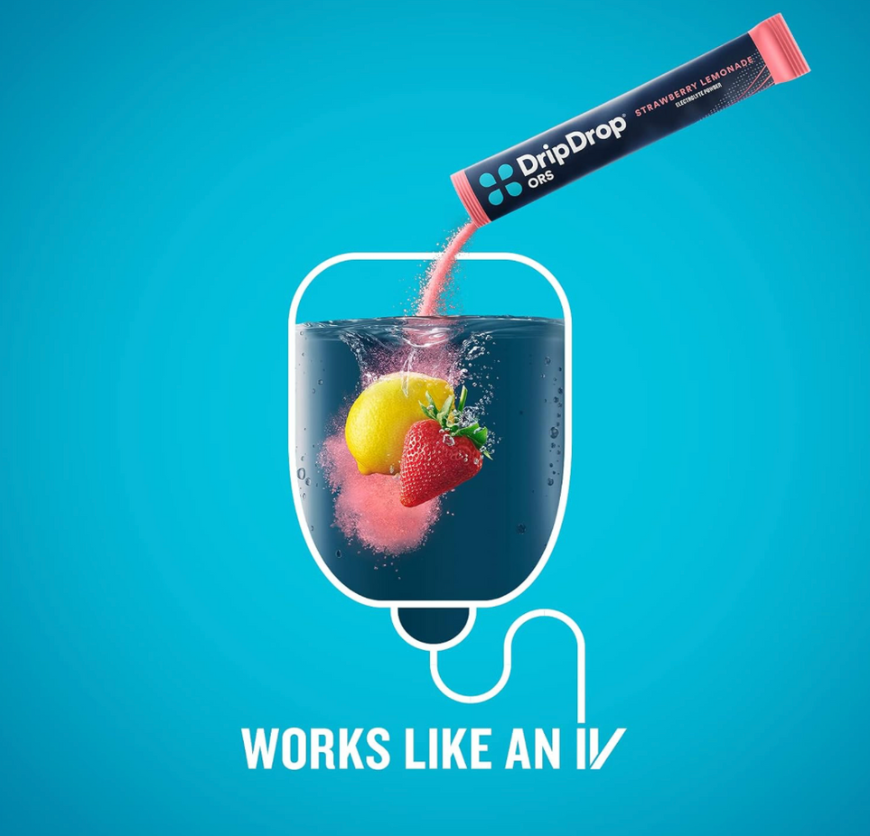 Dehydration Electrolyte Drink Variety Mix - Grape, Fruit Punch, Straw Lemonade, Cherry (8 CT)