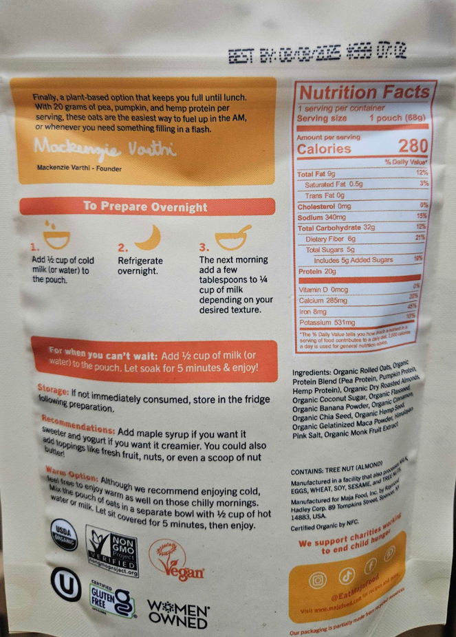 Organic Banana Bread Overnight Oats Single Serve