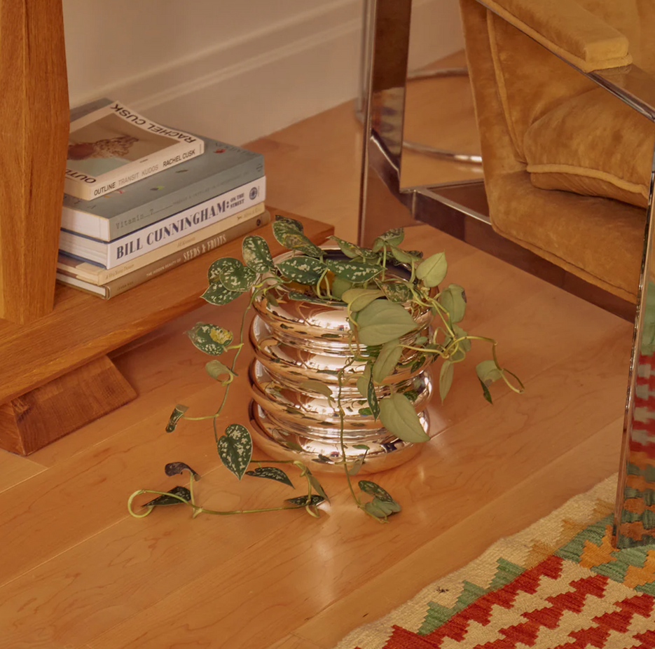 Tall Chrome Planter