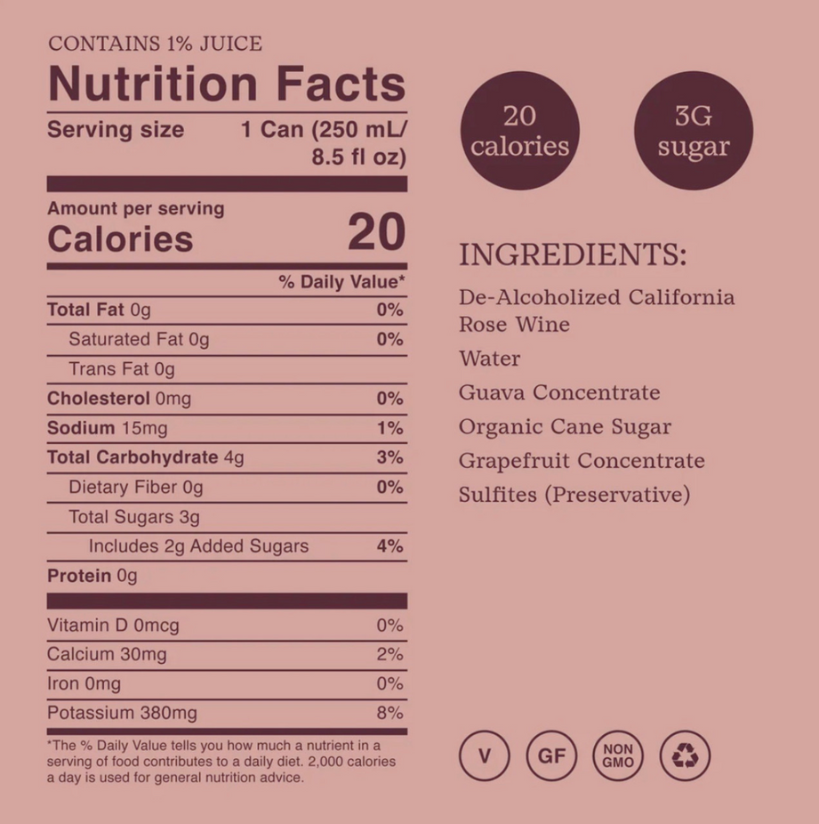 Non-Alcoholic Sparkling Rose Wine (4 Pack)