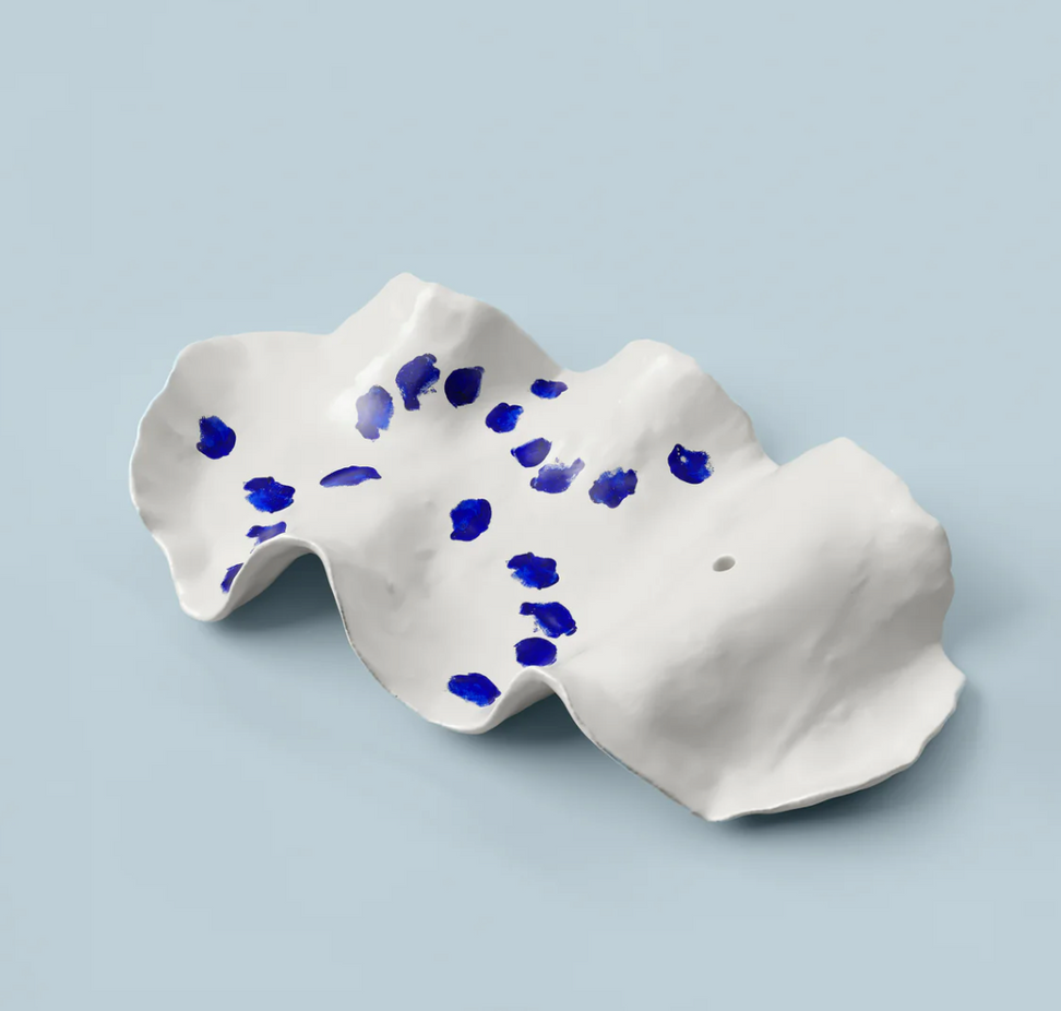 Tracey White and Blue Porcelain Incense Holder