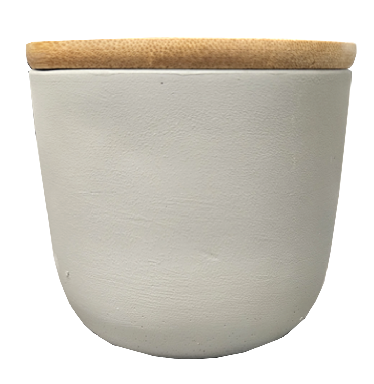 Salt Concrete Container with Bamboo Lid