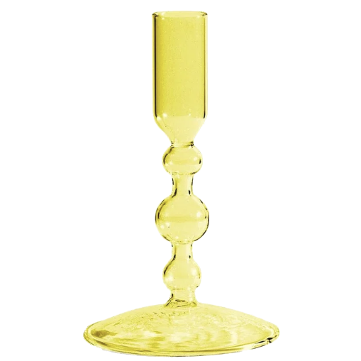 Glass Candlestick Holder (Short) - Yellow