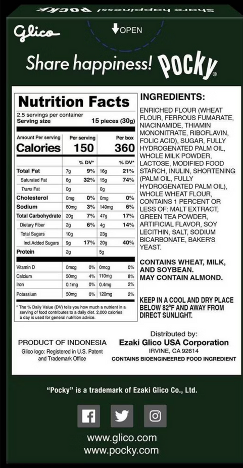 Pocky Matcha Green Tea Cream Cookie