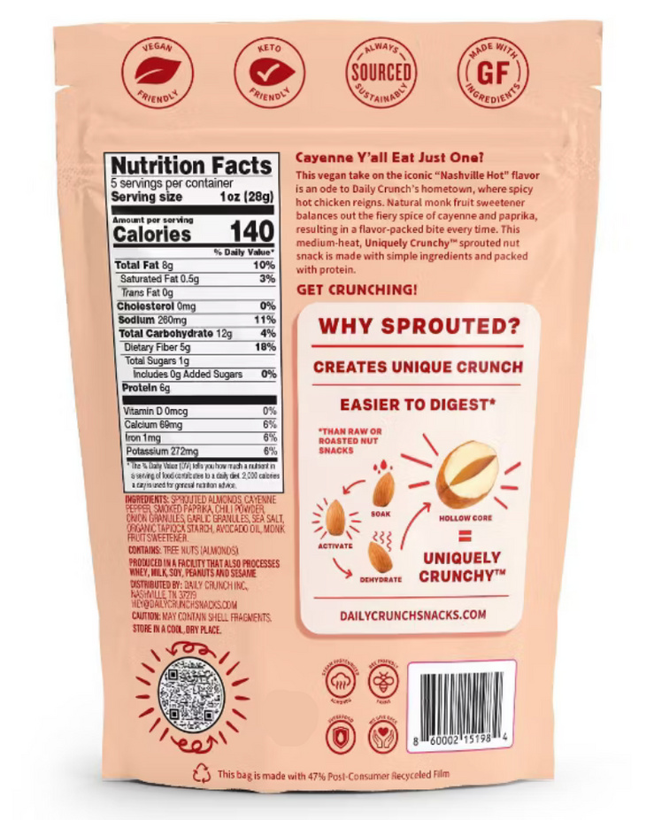 Nashville Hot Sprouted Almonds