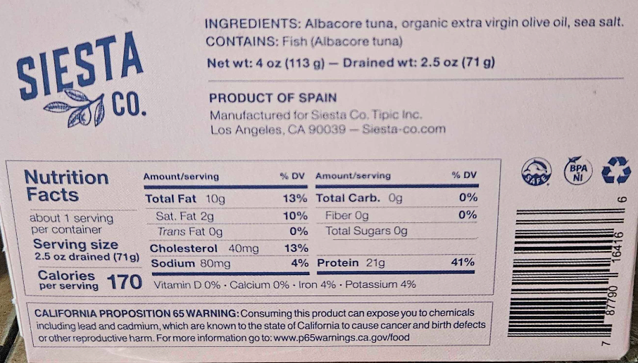 White Tuna In Organic Olive Oil